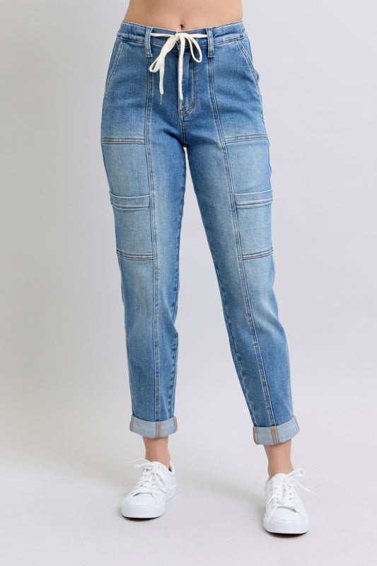 Clayton High Rise Cuffed Cargo Denim Jogger