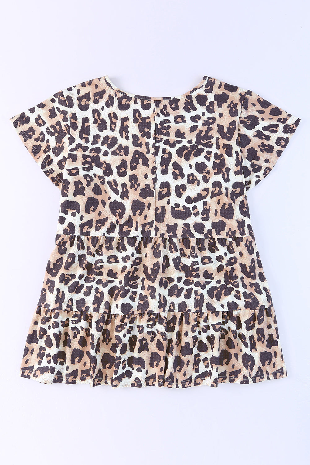 Plus Size Leopard Round Neck Blouse