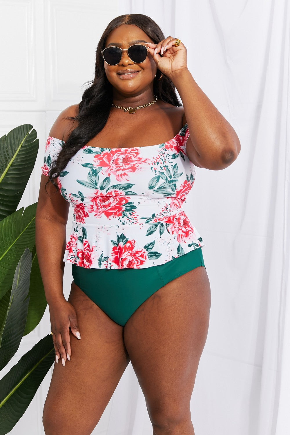 Off the hot sale shoulder tankini